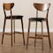 Baxton Studio Eline Black Faux Leather Upholstered Walnut Finished Bar Stool, PK2 144-8076 - alternate 3